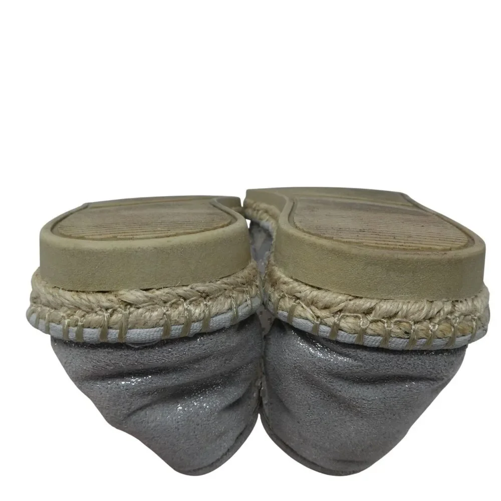 Yellow Box Lucita Silver Mesh Crystal Bling Espadrille Flats Shoes‎